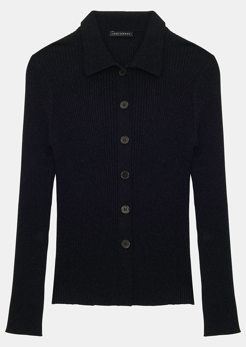 Черный кардиган из шерсти и люрекса Черный кардиган из шерсти и люрекса