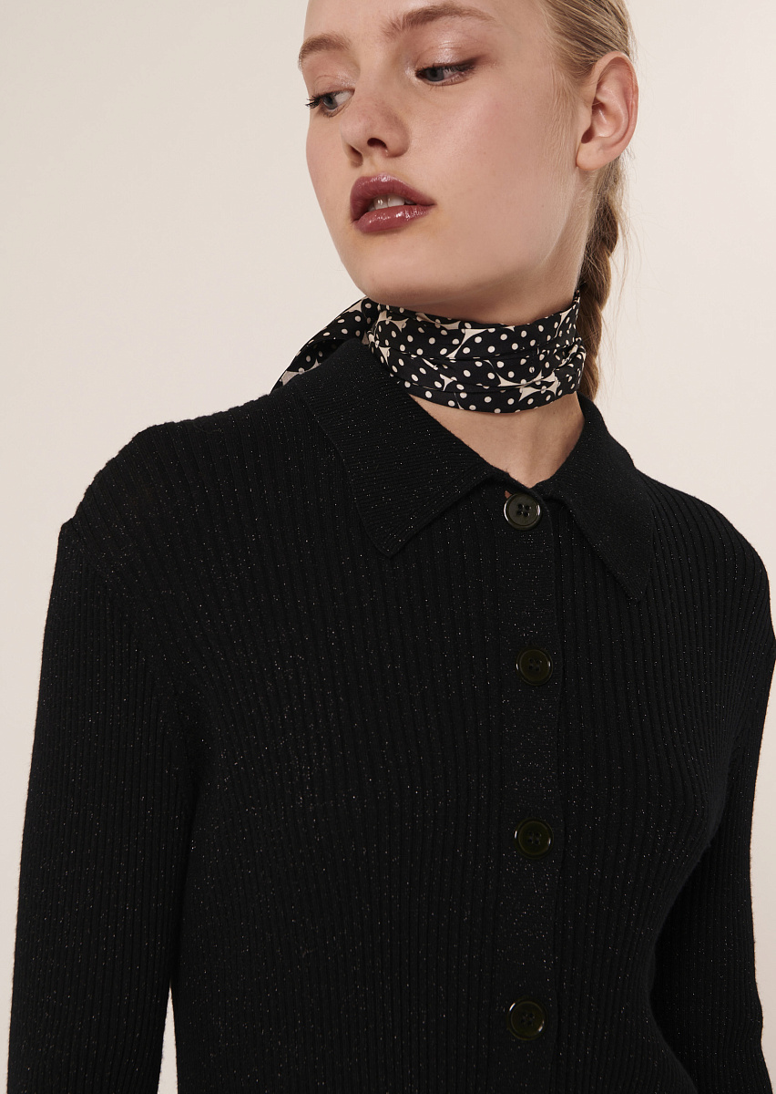 Черный кардиган из шерсти и люрекса Черный кардиган из шерсти и люрекса