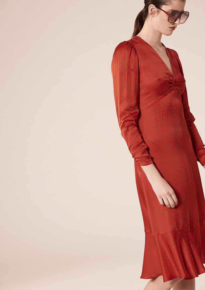 Reine коричневое атласное платье с принтом Reine коричневое атласное платье с принтом