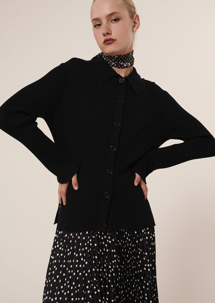 Черный кардиган из шерсти и люрекса Черный кардиган из шерсти и люрекса