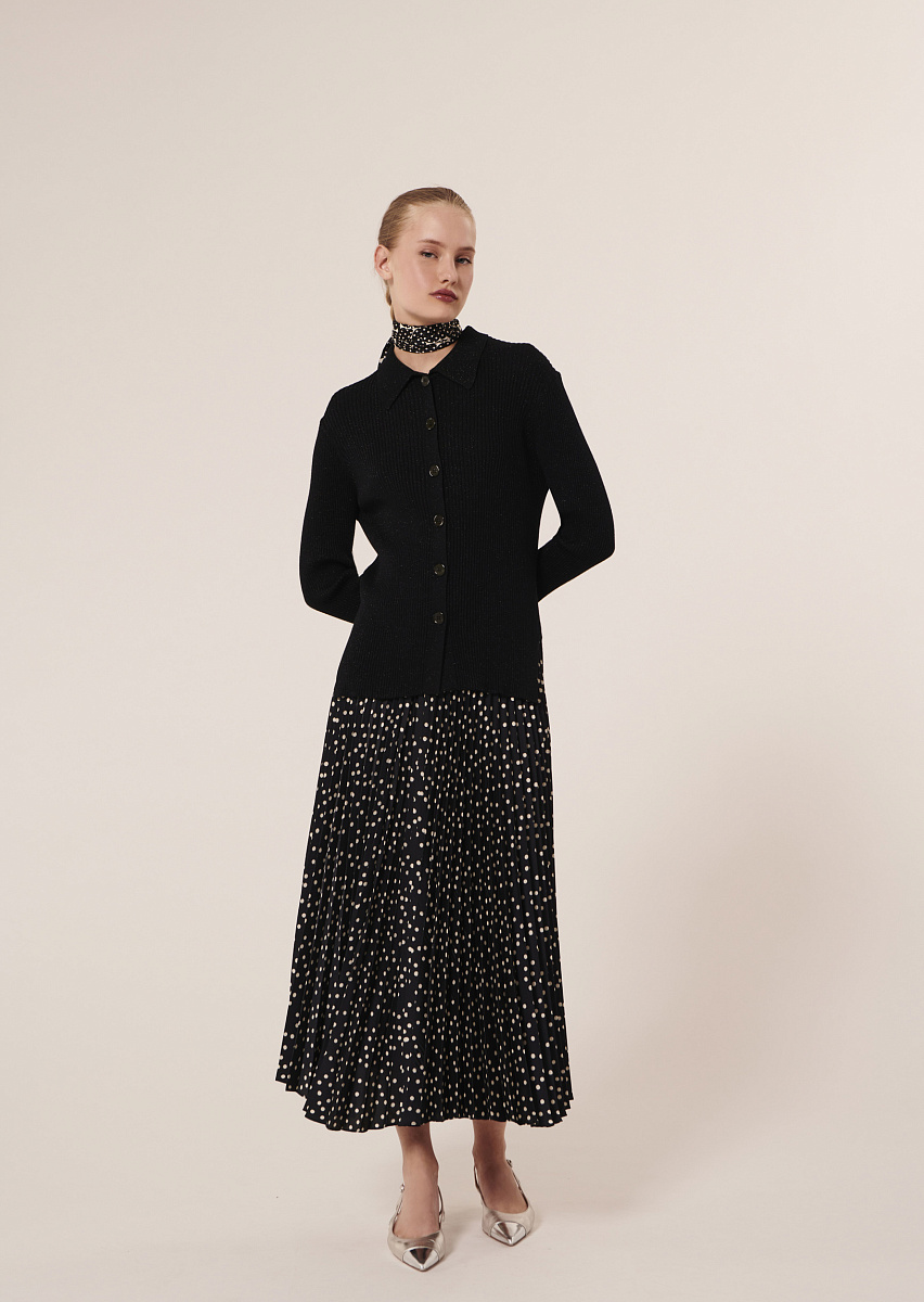 Черный кардиган из шерсти и люрекса Черный кардиган из шерсти и люрекса