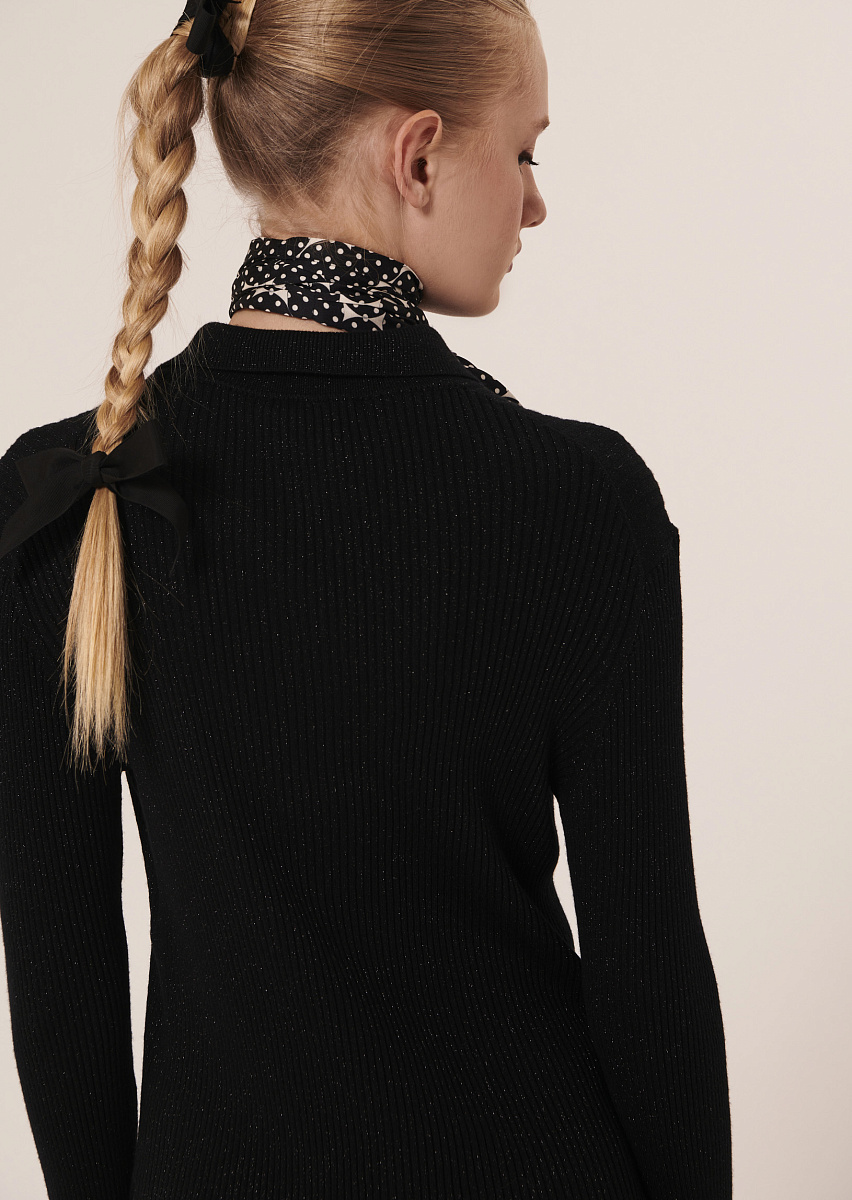 Черный кардиган из шерсти и люрекса Черный кардиган из шерсти и люрекса