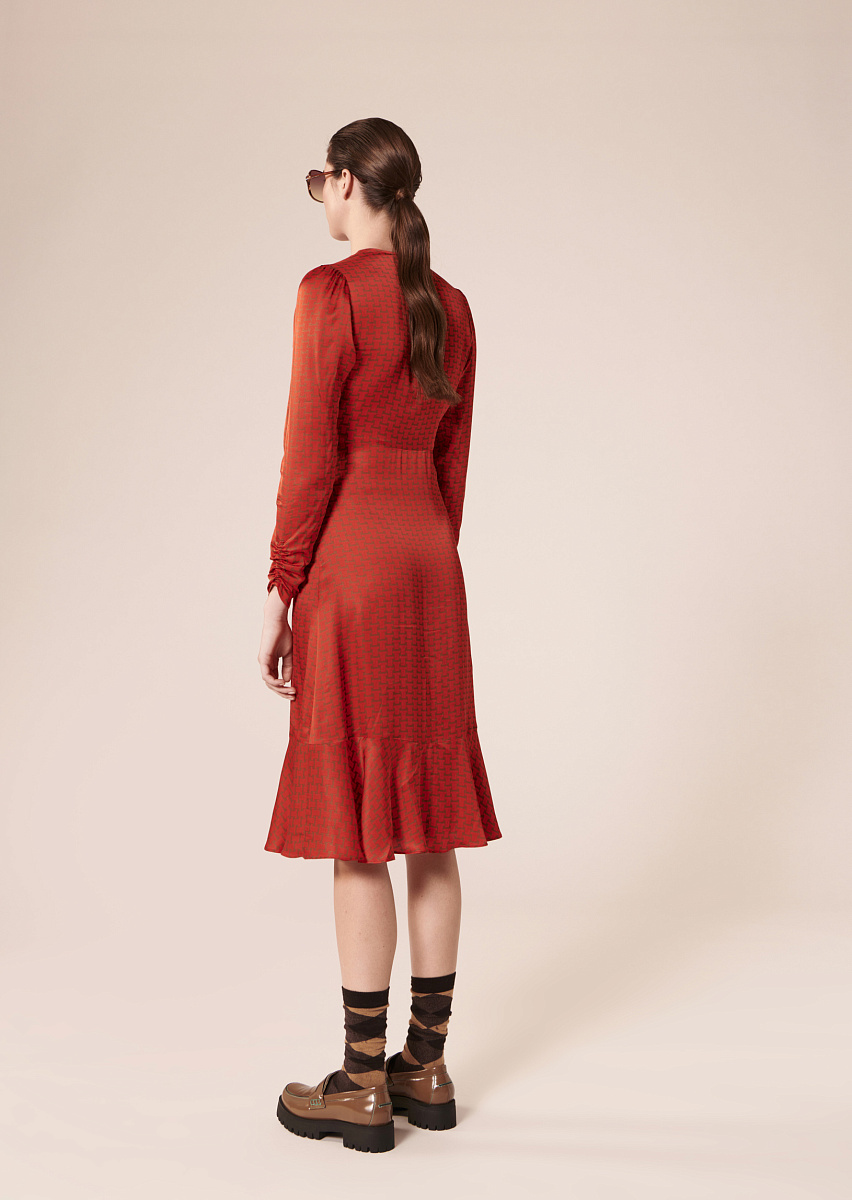 Reine коричневое атласное платье с принтом Reine коричневое атласное платье с принтом